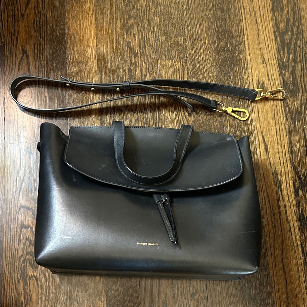Mansur Gavriel Black Vegetable Leather Lady Bag